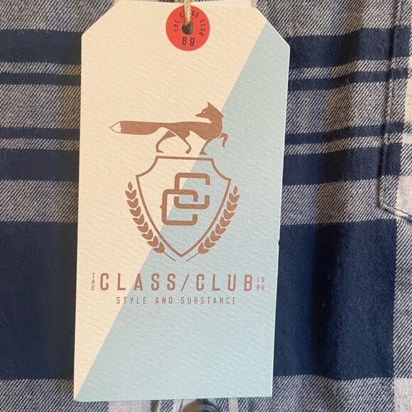 Class Club boys plaid button down dress shirt size 10/12 blue - Picture 3 of 4